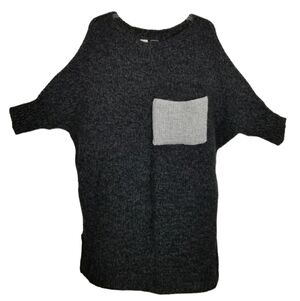 NU Numinou Women's Sweater Dress Bat Wing Scoop Neck Oversized Pocket Marled OS